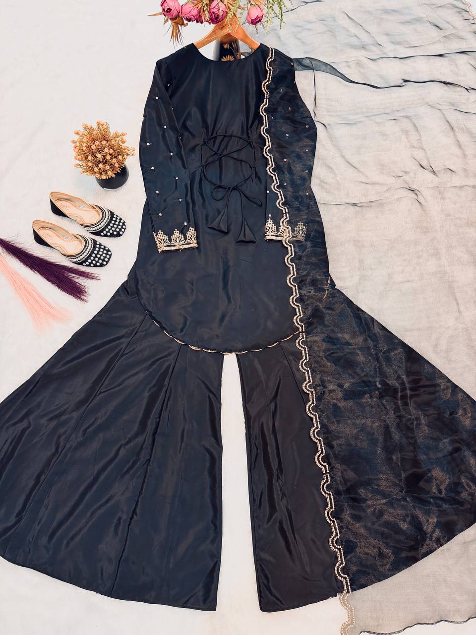 Luxe Onyx Tie-Back Festive Ensemble